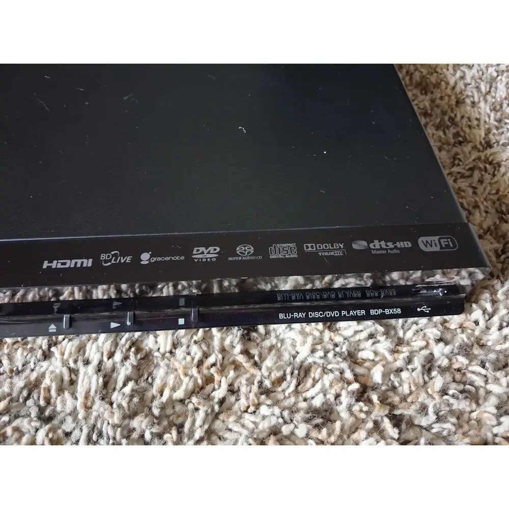 Sony BDP-BX58 Blu-ray DVD Player Tested Works w/ Remote Required Includes Shackl